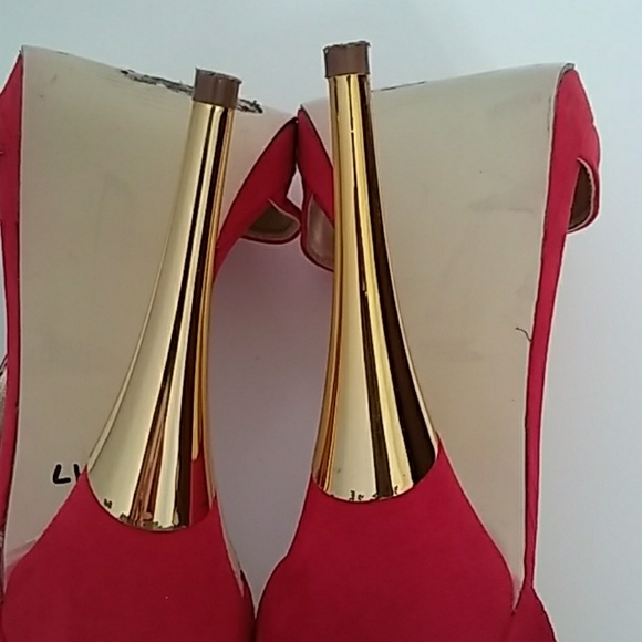 Sole Society Red Gold Valerie High Heel Pumps Sz 6 - Picture 6 of 8